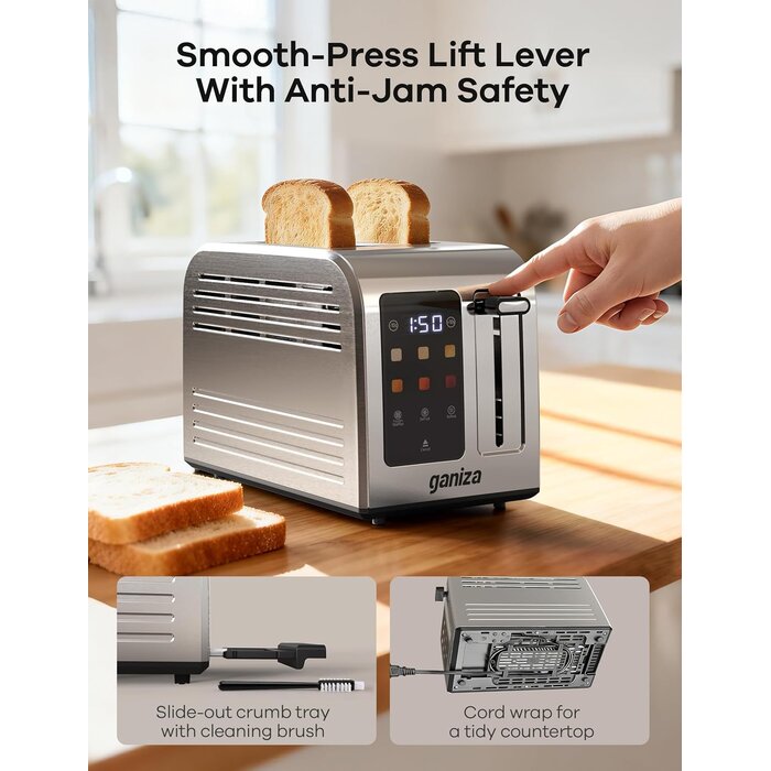 Edelstahl-Toaster mit Touchscreen, 925 W, 6 Stufen - bis zu 31,7% Rabatt