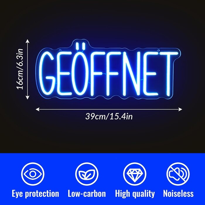 LED Neon-Schild Geöffnet Blau 38x20cm - Jetzt bis zu 32% günstiger