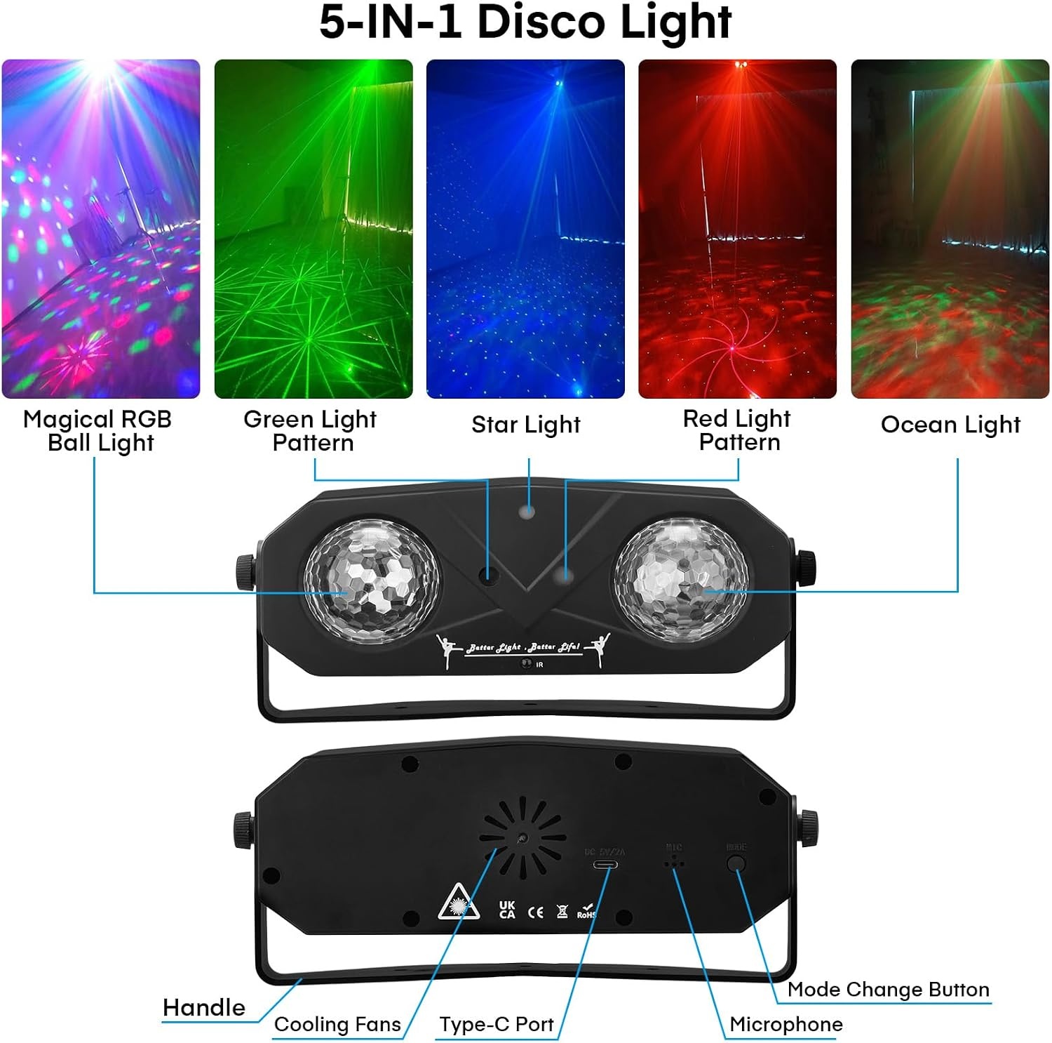5-in-1 LED-Discolicht mit Stativ - Party-Set bis zu 33,3% günstiger