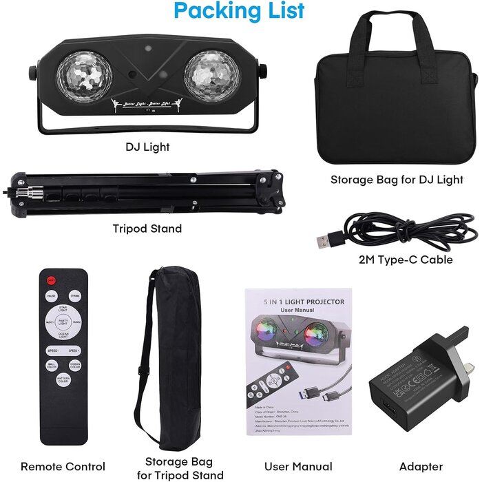 5-in-1 LED-Discolicht mit Stativ - Party-Set bis zu 33,3% günstiger