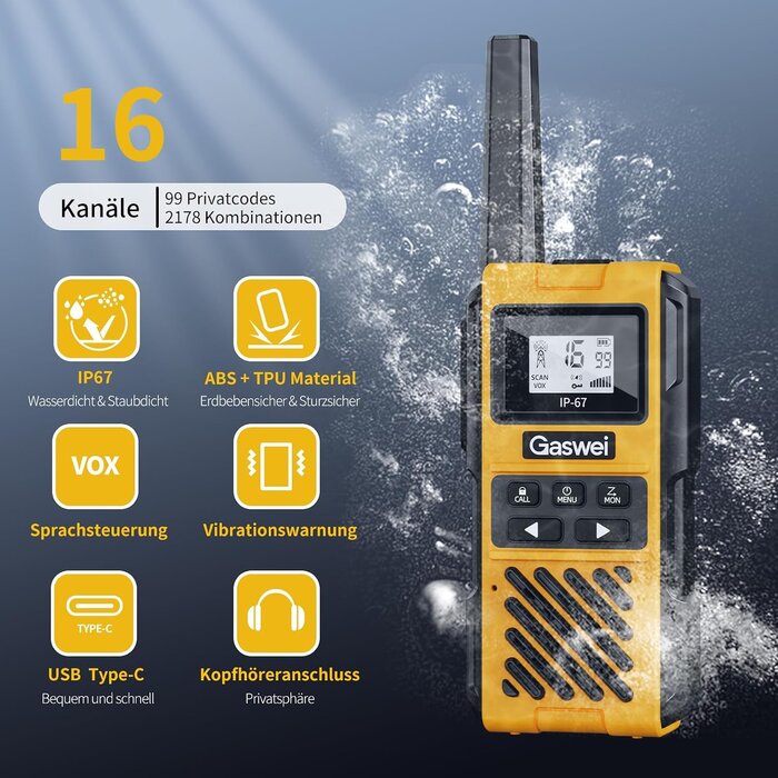 Robustes 2er-Set Walkie-Talkies, IP67 wasserdicht, bis zu 34% sparen!