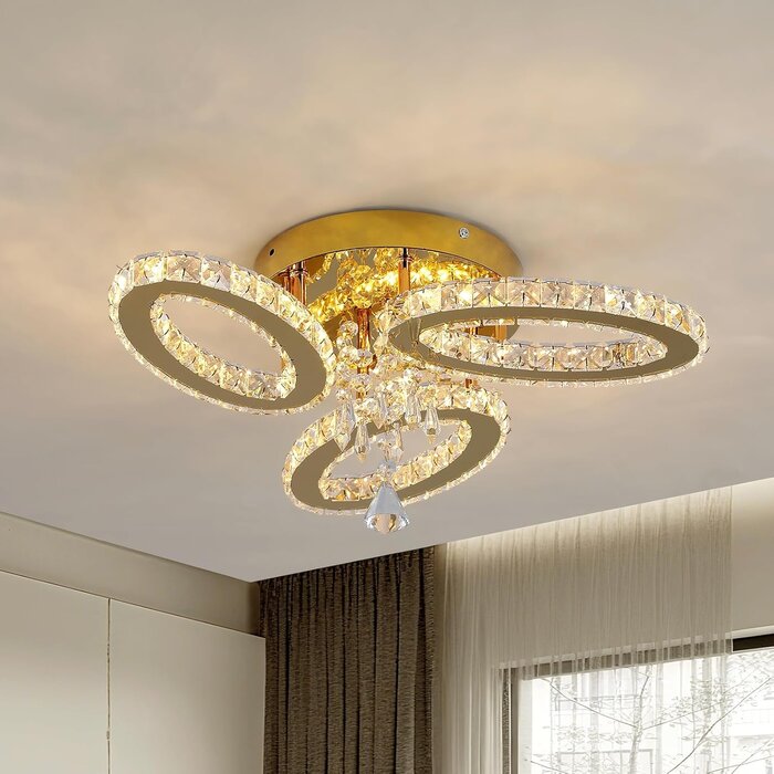 LED-Deckenleuchte, 3 goldene Ovale mit Kristallbesatz - bis zu 57% Rabatt