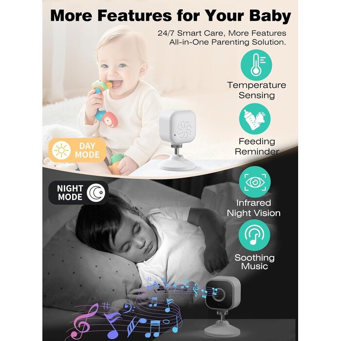Full HD Babyphone mit Kamera - Nachtsicht & 2,4 GHz - bis zu 33% reduziert