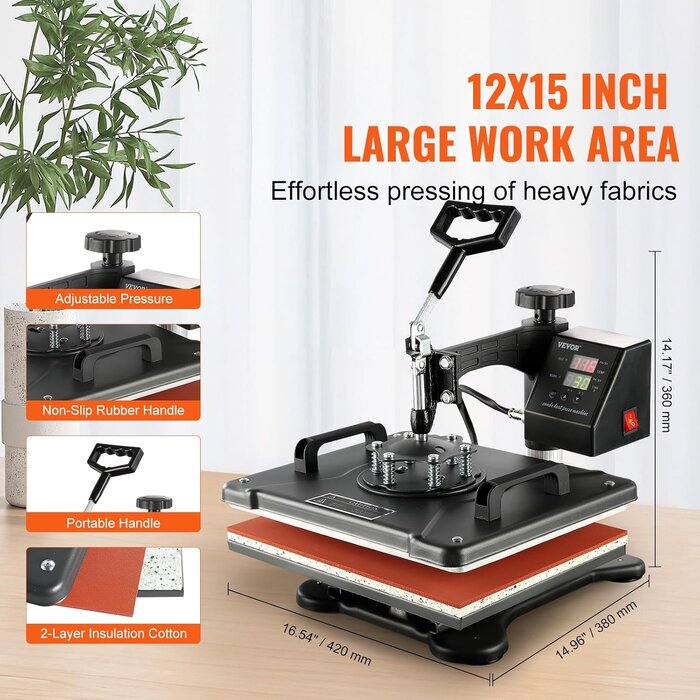 8-in-1 Transferpresse 38x30cm - Vielseitig & schwenkbar - bis zu 35% Rabatt