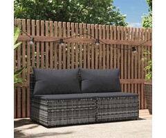 Garten-Mittelsofa 2er-Set Polyrattan Grau - Jetzt bis zu 34% sparen
