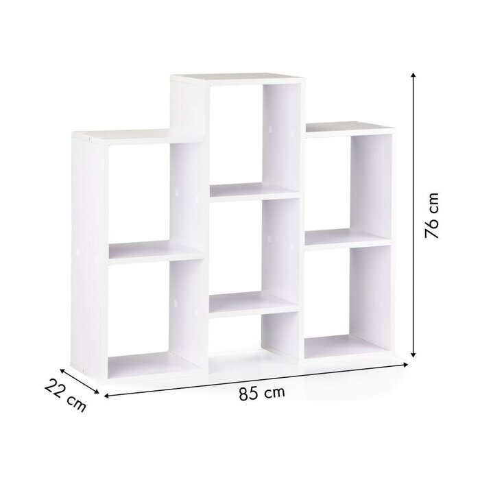 Weißes Bücherregal mit 7 Fächern 85x22x76 cm - Jetzt bis zu 5% sparen