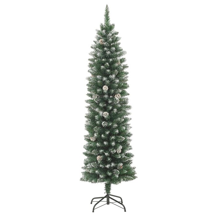 Vidaxl Schmaler künstlicher Weihnachtsbaum, 150 cm, mit Tannenzapfen - bis zu 64% Rabatt