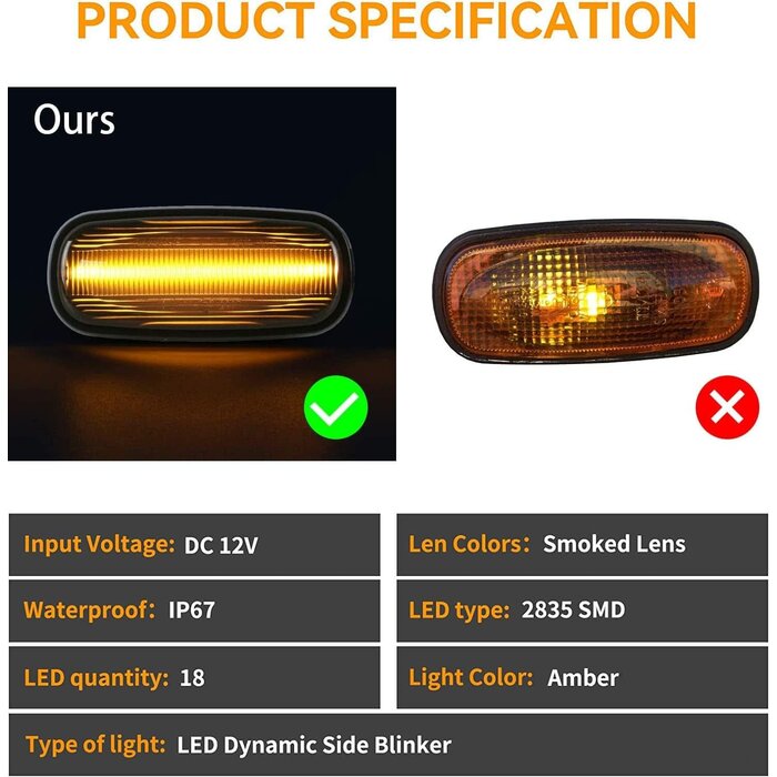 Dynamische LED-Seitenblinker Rauchglas - Jetzt bis zu 28% Rabatt sichern