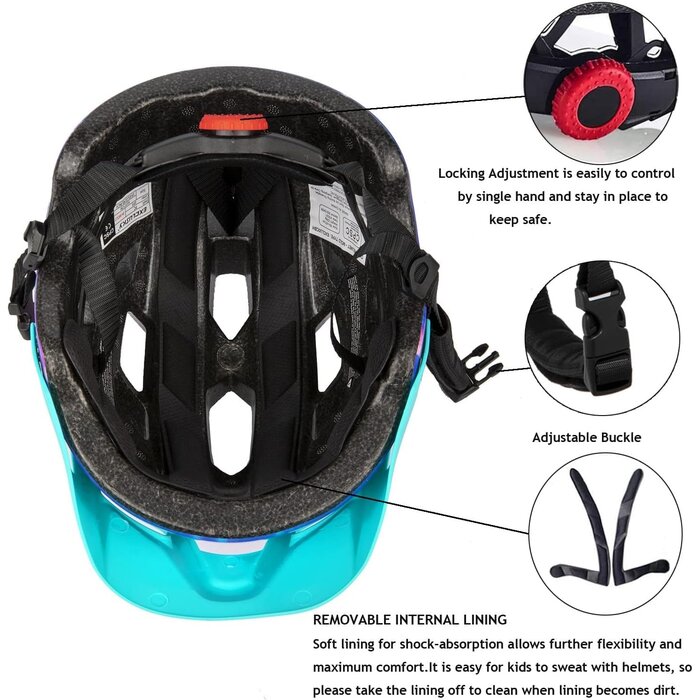Sicherer Kinderfahrradhelm in Lila - 50-57 cm mit Beleuchtung - bis zu 27% Rabatt
