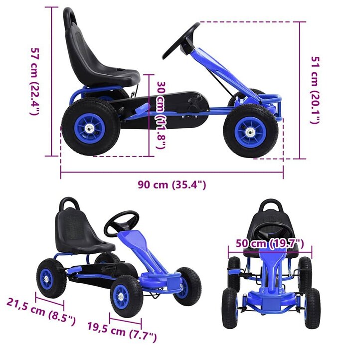 Tret-Gokart für Kinder - Blau - Luftreifen & Handbremse - bis zu 35% Rabatt