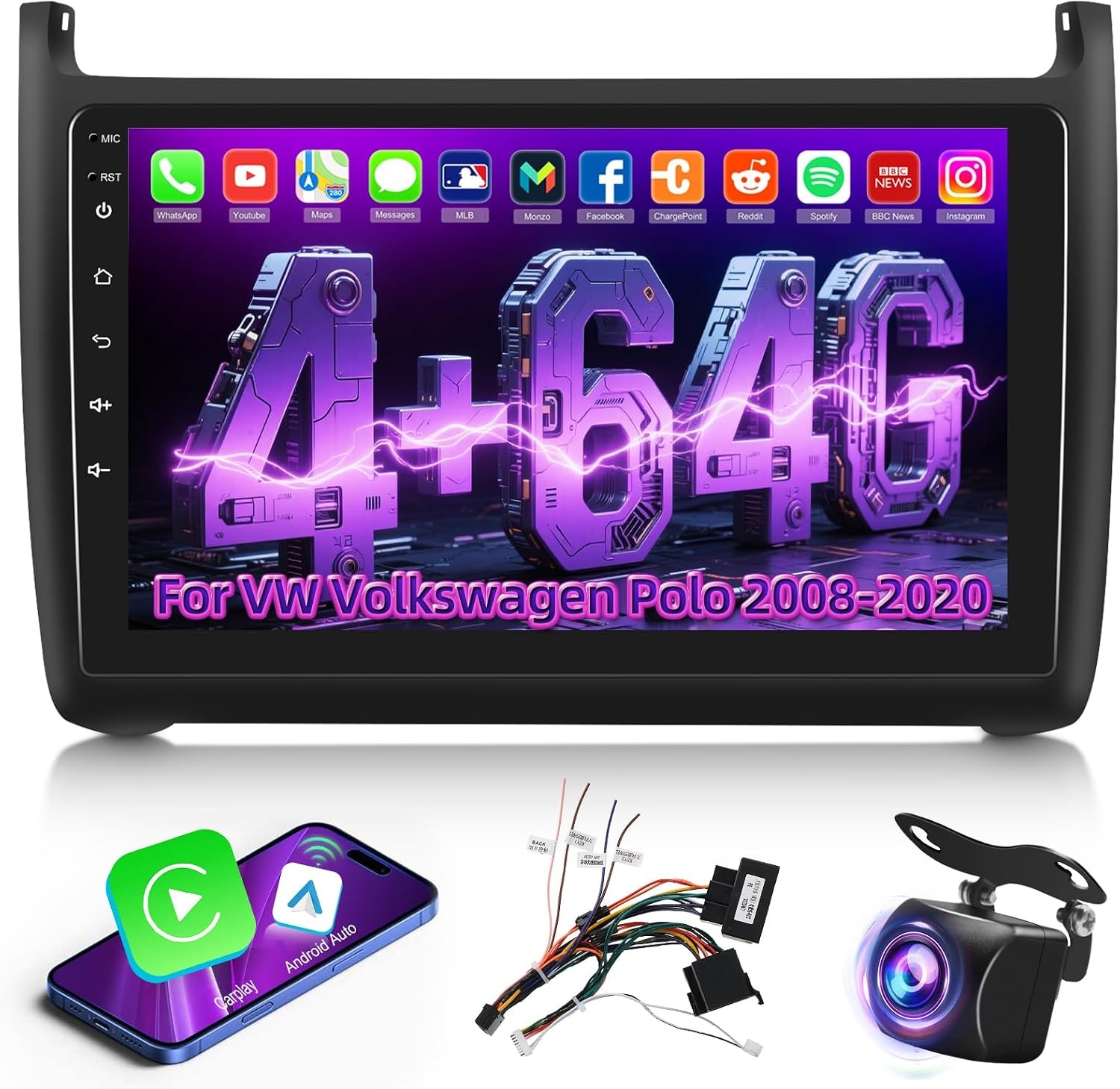 VW Polo Android Autoradio 9 Zoll - Wireless CarPlay & Android Auto - bis zu 30%