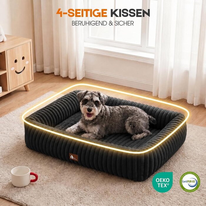 Orthopädisches Hundebett aus Kord - Schwarz - bis zu 27% Rabatt