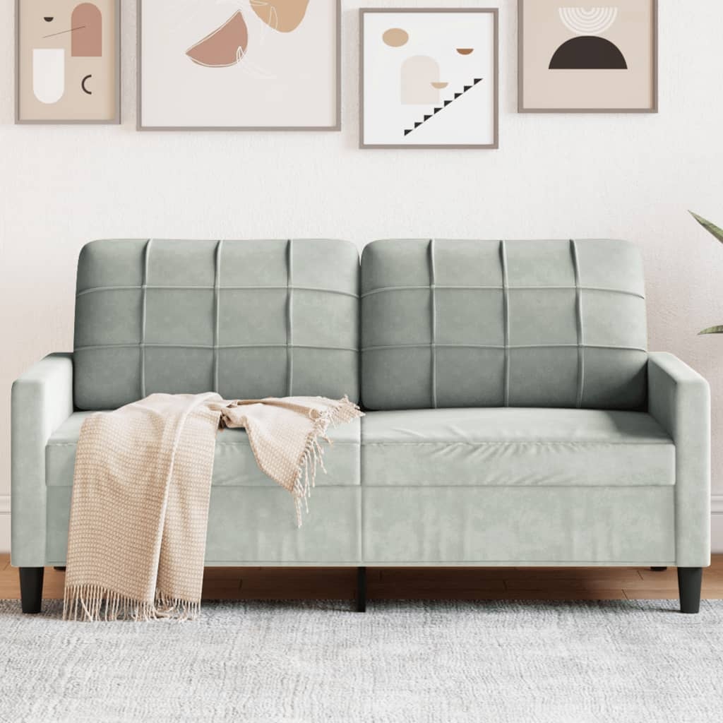 Gemütliches 2-Sitzer Samtsofa 140 cm, Hellgrau - jetzt bis zu 30% Rabatt