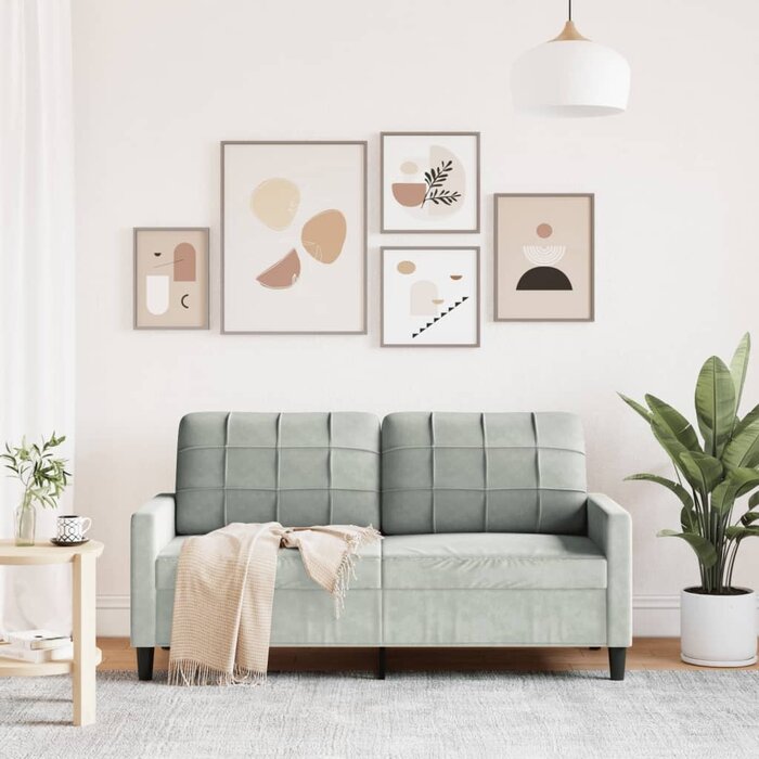 Gemütliches 2-Sitzer Samtsofa 140 cm, Hellgrau - jetzt bis zu 30% Rabatt