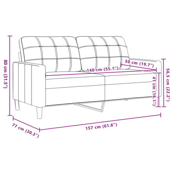 Gemütliches 2-Sitzer Samtsofa 140 cm, Hellgrau - jetzt bis zu 30% Rabatt