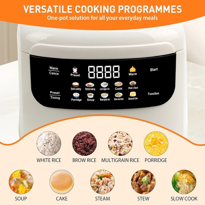 Low-Carb Reiskocher 2L - 10 Programme & 24h-Timer - bis zu 29% sparen