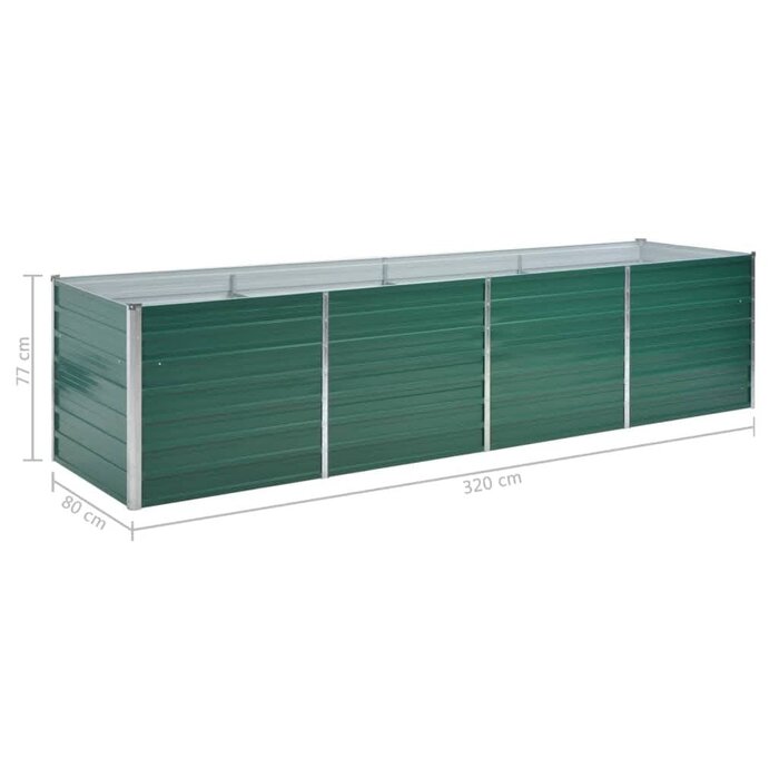 Großes Hochbeet 320x80x77 cm aus Stahl - Grün - Outlet bis zu 34% günstiger