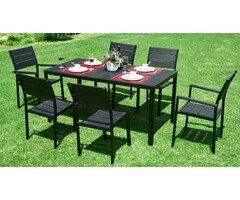 Viking Choice Gartentisch 156 x 78 cm Schwarz Holzoptik - Jetzt bis zu 58% Rabatt sichern