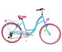 Mädchen-Citybike 26 Zoll - 7 Gänge - Meeresgrün/Pink - bis zu 26% Rabatt