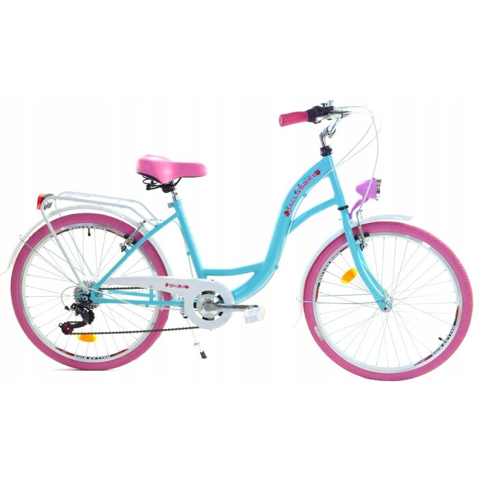 Mädchen-Citybike 26 Zoll - 7 Gänge - Meeresgrün/Pink - bis zu 26% Rabatt