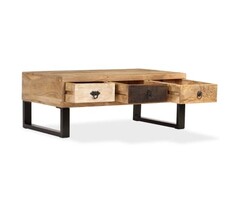 Couchtisch aus massivem Mangoholz - 3 Schubladen - bis zu 41% reduziert