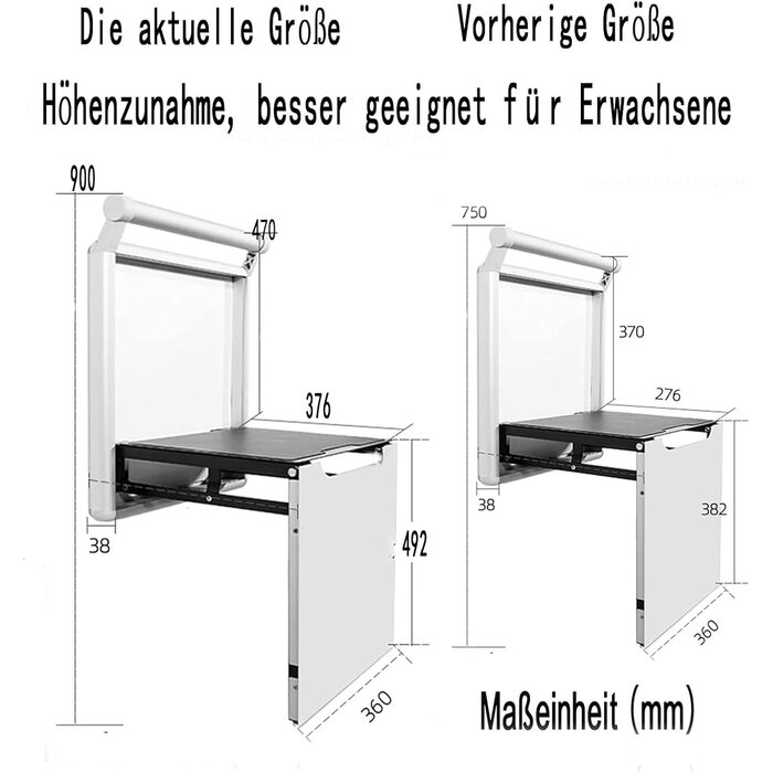 Duschklappsitz Wandmontage bis 350 kg - Silber - bis zu 35% Rabatt