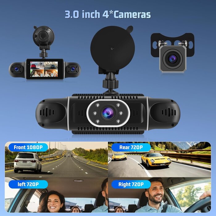 4-Kanal Dashcam 1080p Rundumüberwachung mit WiFi - Jetzt bis zu 34% Rabatt
