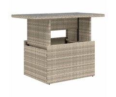 Höhenverstellbarer Poly-Rattan Gartentisch, hellgrau - bis zu 34% Rabatt