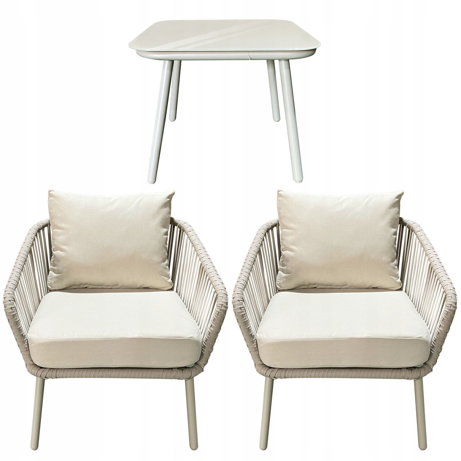 Elegantes Technorattan Gartenmöbel-Set Beige - bis zu 35% Rabatt