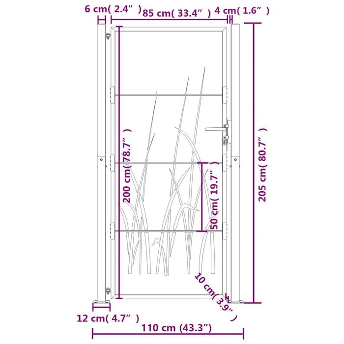 Gartentor 105x205cm Stahl Anthrazit mit Laser-Design - bis zu 35% Rabatt