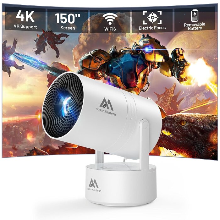 Mini 4K Beamer mit Akku & WiFi 6 - 150 Zoll Heimkino bis zu 35% reduziert