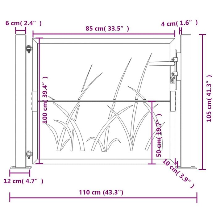 Gartentor 105x105 cm Anthrazit Laser-Design - Jetzt bis zu 35% sparen