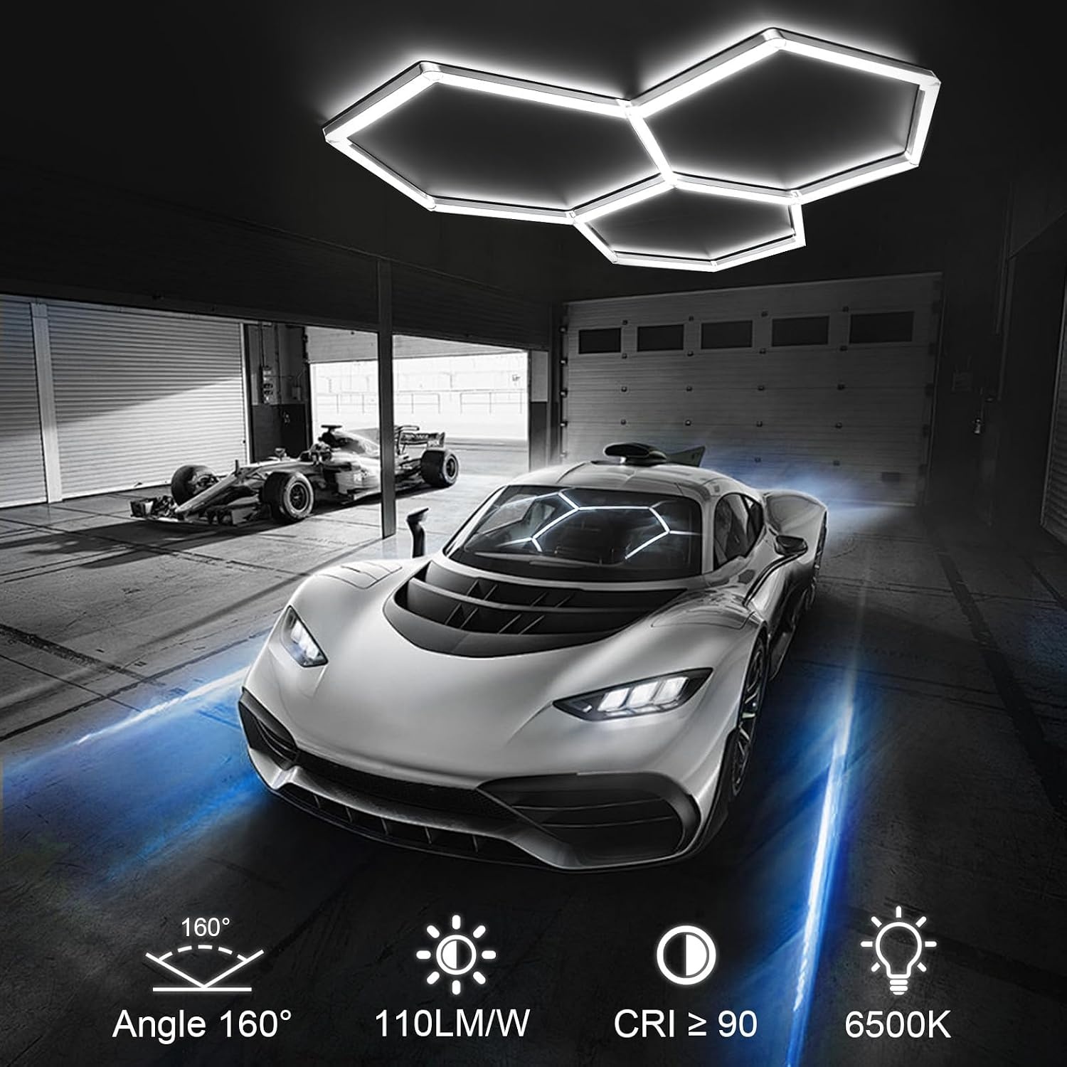 Hexagonale LED-Garagenleuchte 128W, 6500K - jetzt bis zu 34% günstiger!