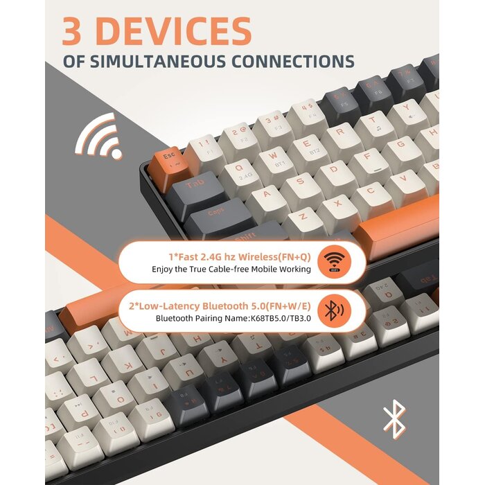 Mechanische 60% Gaming-Tastatur, Kabellos, Creme-Weiß - bis zu 32% reduziert