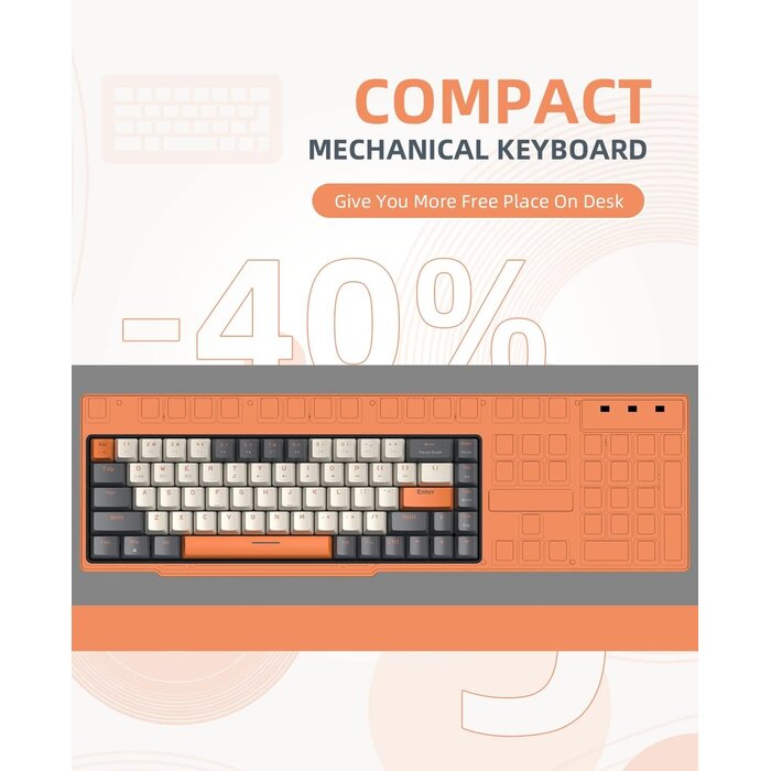 Mechanische 60% Gaming-Tastatur, Kabellos, Creme-Weiß - bis zu 32% reduziert