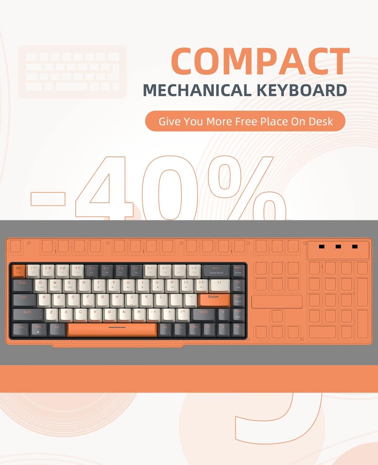 Mechanische 60% Gaming-Tastatur, Kabellos, Creme-Weiß - bis zu 32% reduziert