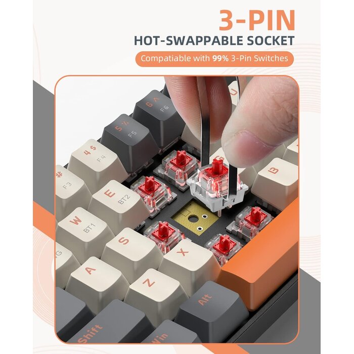 Mechanische 60% Gaming-Tastatur, Kabellos, Creme-Weiß - bis zu 32% reduziert