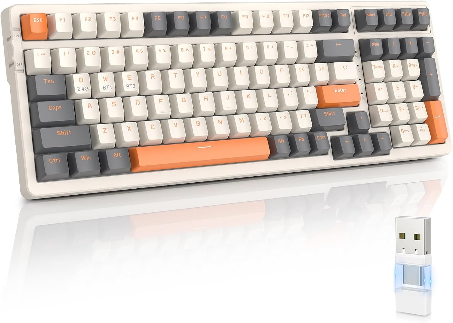 Mechanische 60% Gaming-Tastatur, Kabellos, Creme-Weiß - bis zu 32% reduziert