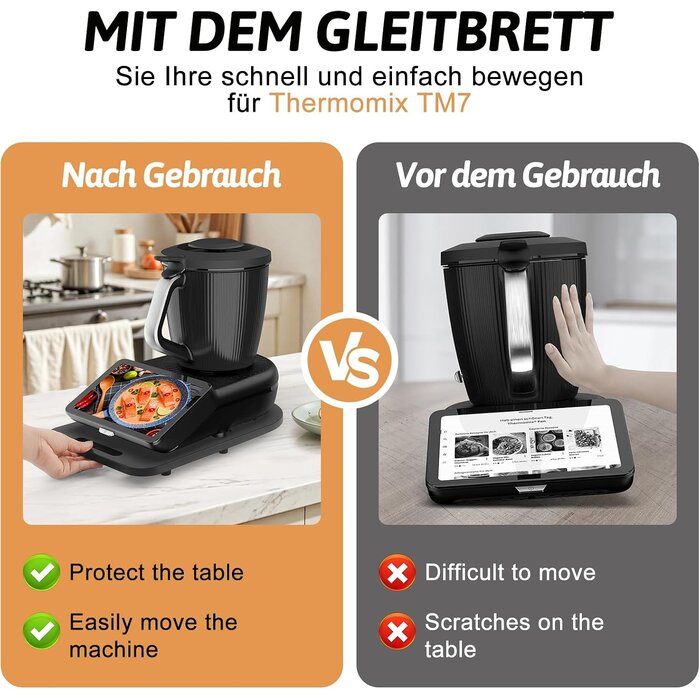 Gleitbrett für Thermomix TM7 Holz Schwarz - Rollbrett bis zu 32% günstiger
