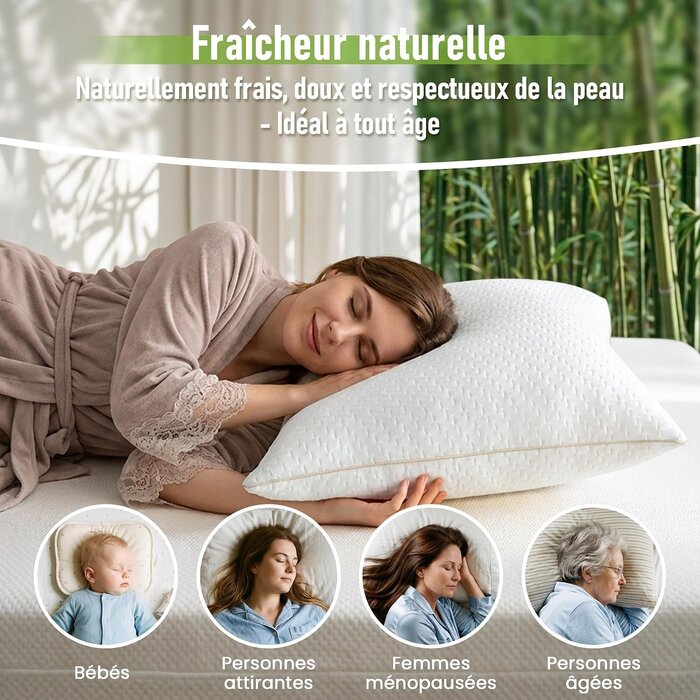 Ergonomisches Bambus-Kopfkissen 60x60 cm, 2er-Set - bis zu 33% sparen