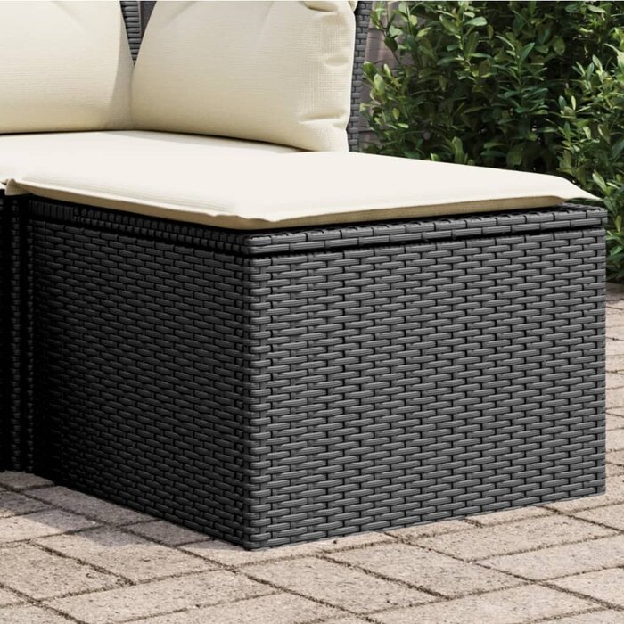 Gartenhocker mit Kissen 55x55cm - Polyrattan Schwarz - bis zu 33% Rabatt