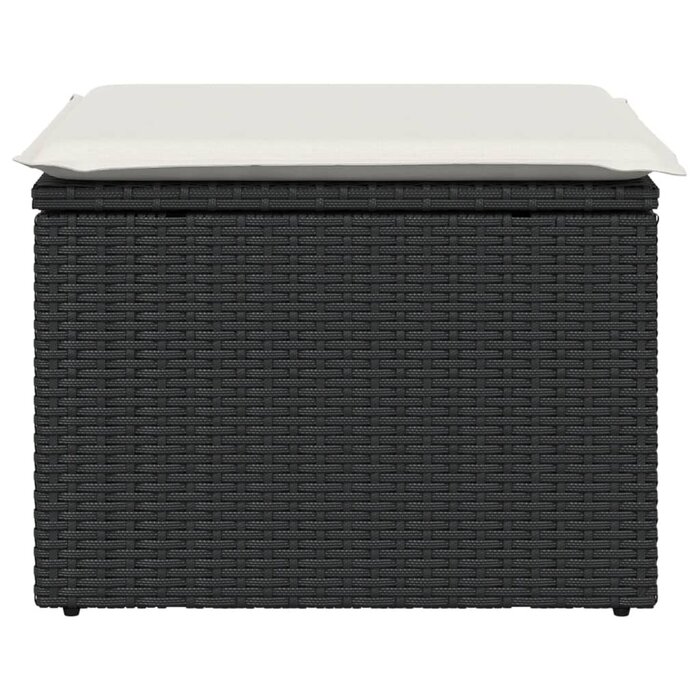 Gartenhocker mit Kissen 55x55cm - Polyrattan Schwarz - bis zu 33% Rabatt