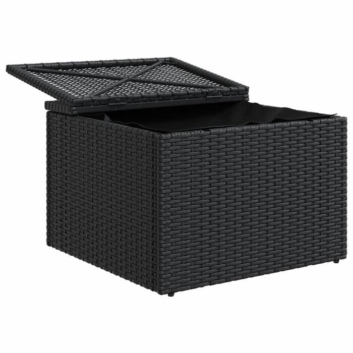 Gartenhocker mit Kissen 55x55cm - Polyrattan Schwarz - bis zu 33% Rabatt