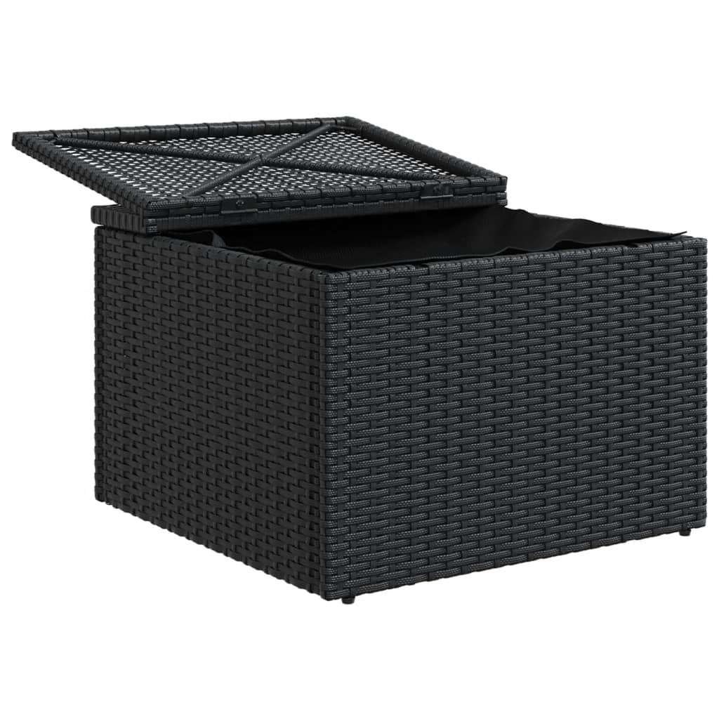 Gartenhocker mit Kissen 55x55cm - Polyrattan Schwarz - bis zu 33% Rabatt