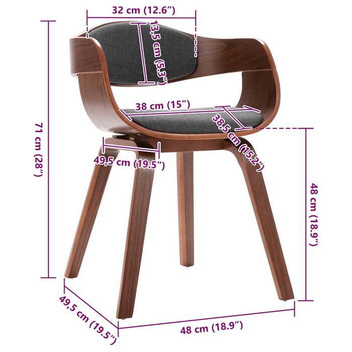 Designer Esszimmerstühle 2er-Set, Grau, gebogenes Holz - bis zu 35% Rabatt