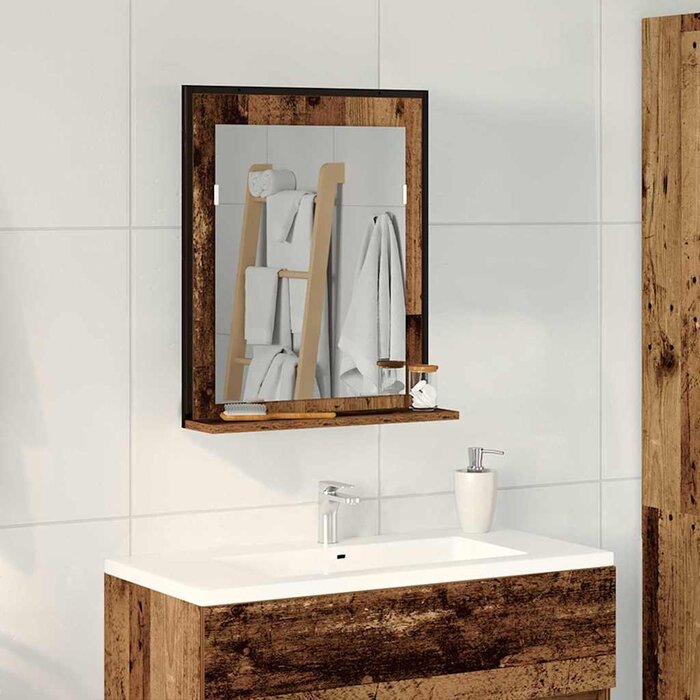 Rustikaler Badezimmerspiegel mit Ablage 50x60 cm - Sparen Sie bis zu 57%