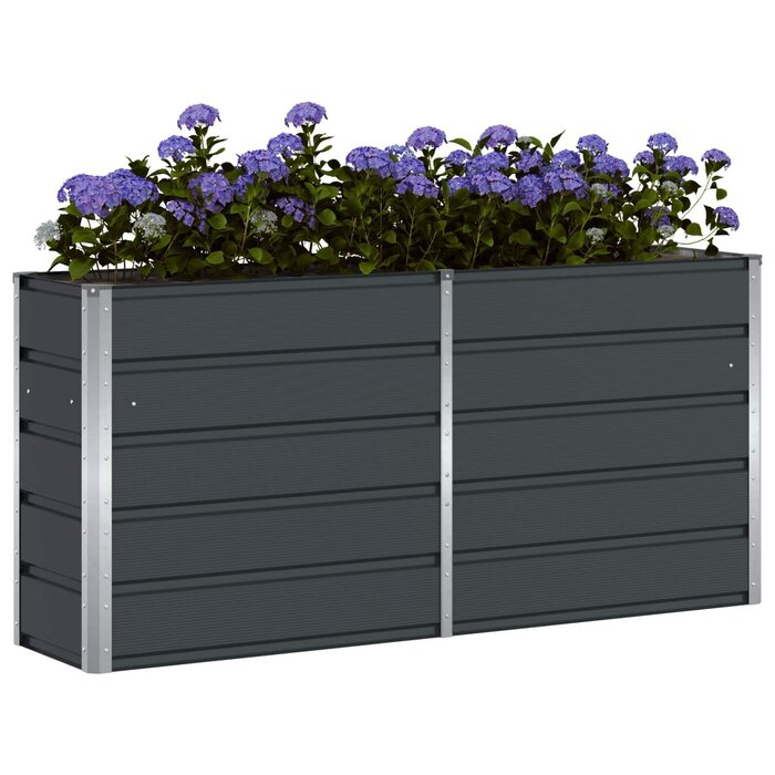 Großer Pflanzkübel aus Stahl, Anthrazit, 160x40x75 cm - Outlet bis zu 33% Rabatt