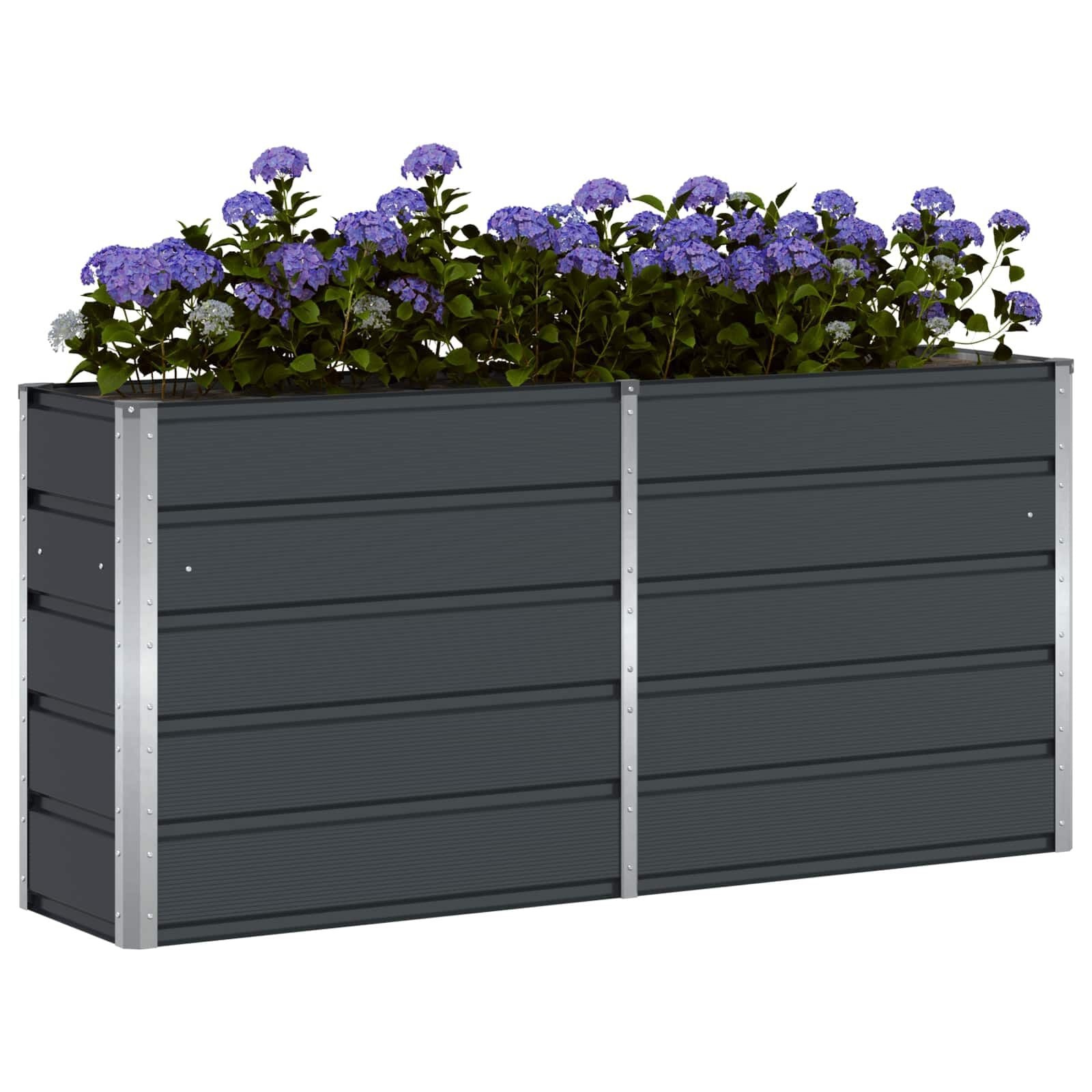 Großer Pflanzkübel aus Stahl, Anthrazit, 160x40x75 cm - Outlet bis zu 33% Rabatt