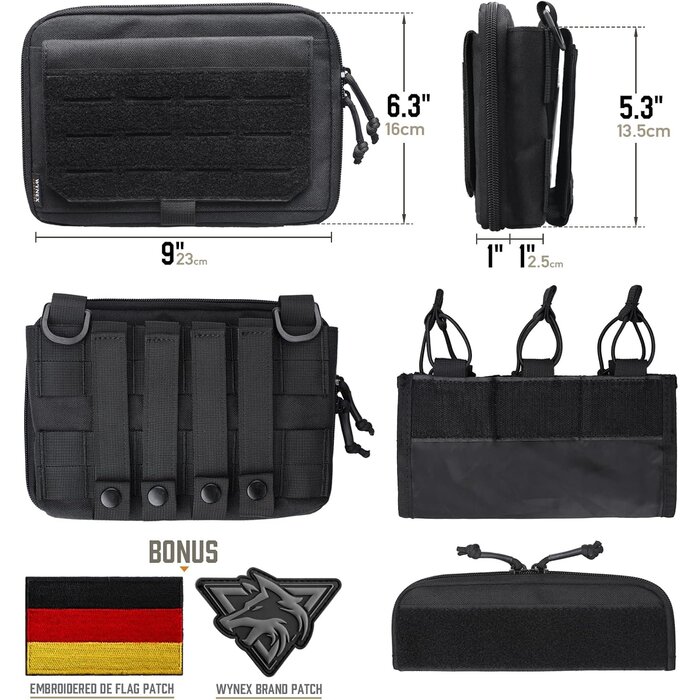 Taktische Molle Admin-Tasche Känguru-Design - Schwarz - Bis zu 37% günstiger