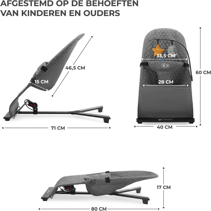 Ergonomische Babywippe mit Spielbogen - Grau - bis zu 40% Rabatt